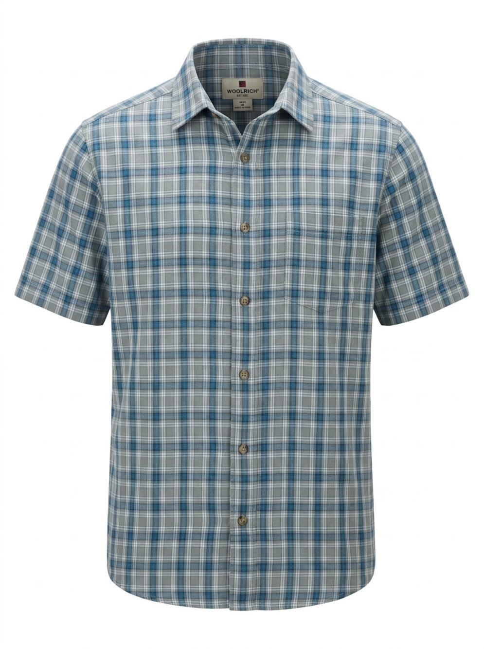 Woolrich Blue Collared Plaid Breathable Button-Up Shirt Men Size M